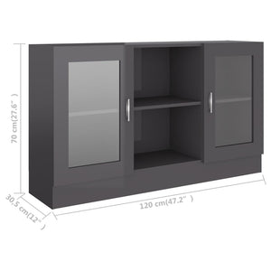 Βιτρίνα Γυαλιστερό Γκρι 120 x 30,5 x 70 εκ. από Επεξ. Ξύλο