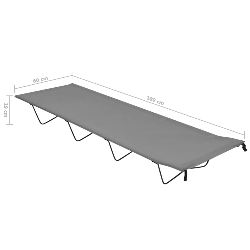 Κρεβάτι Κάμπινγκ Γκρι 180x60x19εκ. Ύφασμα Oxford και Ατσάλι