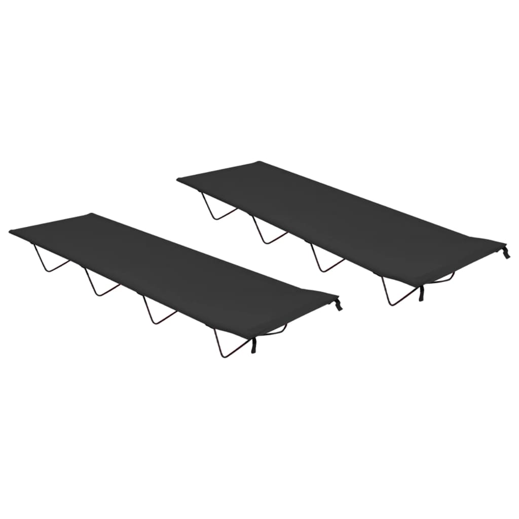 Κρεβάτια Κάμπινγκ 2 τεμ Μαύρα 180x60x19 εκ Ύφασ. Oxford/Ατσάλι