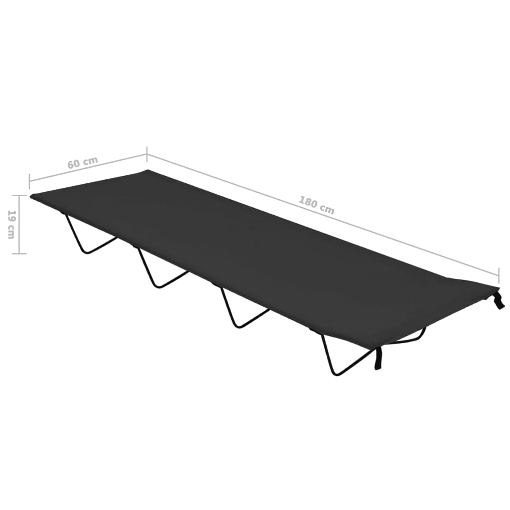 Κρεβάτια Κάμπινγκ 2 τεμ Μαύρα 180x60x19 εκ Ύφασ. Oxford/Ατσάλι