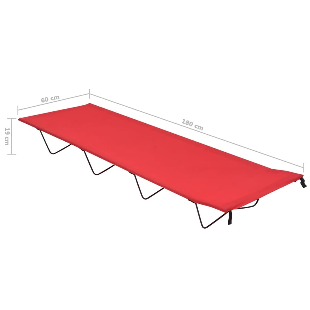 Κρεβάτια Κάμπινγκ 2τεμ Κόκκινα 180x60x19εκ Ύφασ. Oxford/Ατσάλι