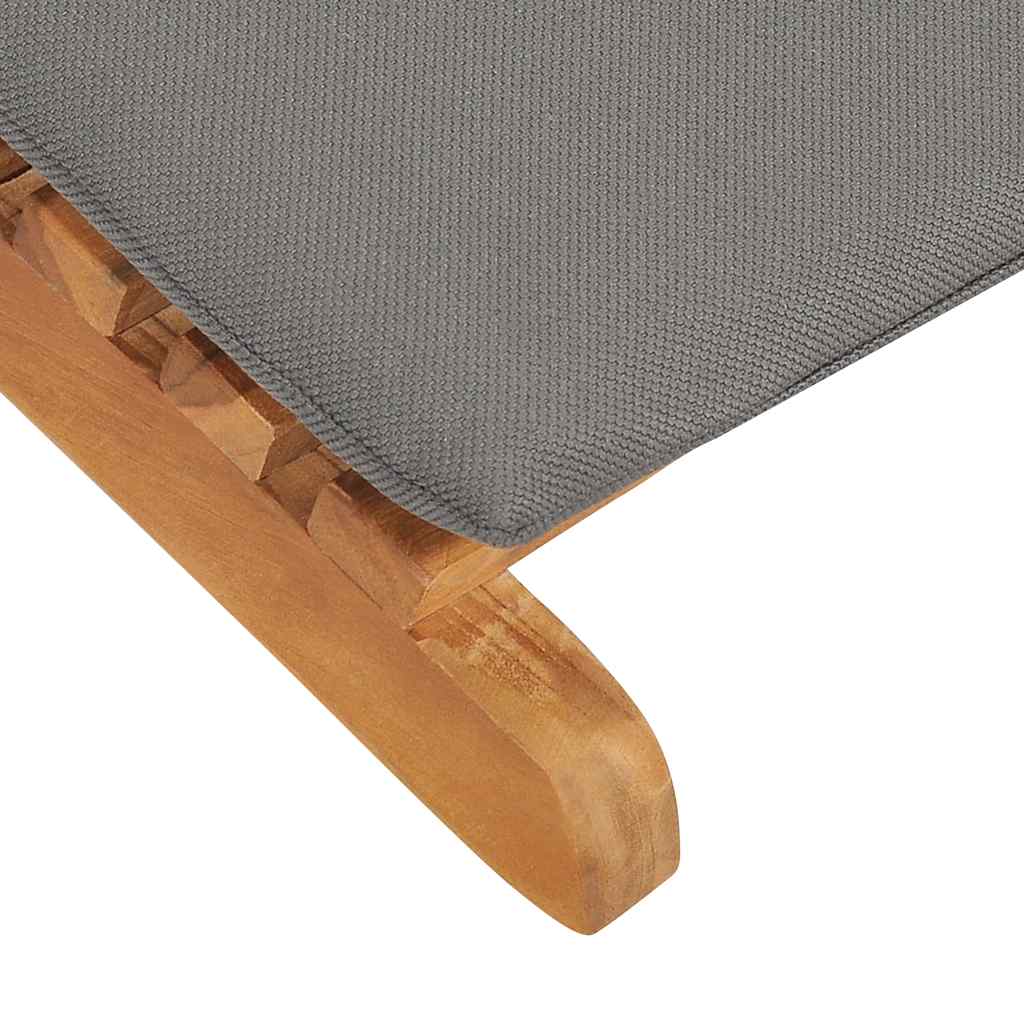 Ξαπλώστρα Πτυσσόμενη από Μασίφ Ξύλο Teak με Σκ. Γκρι Μαξιλάρι - PAKOBAZAAR