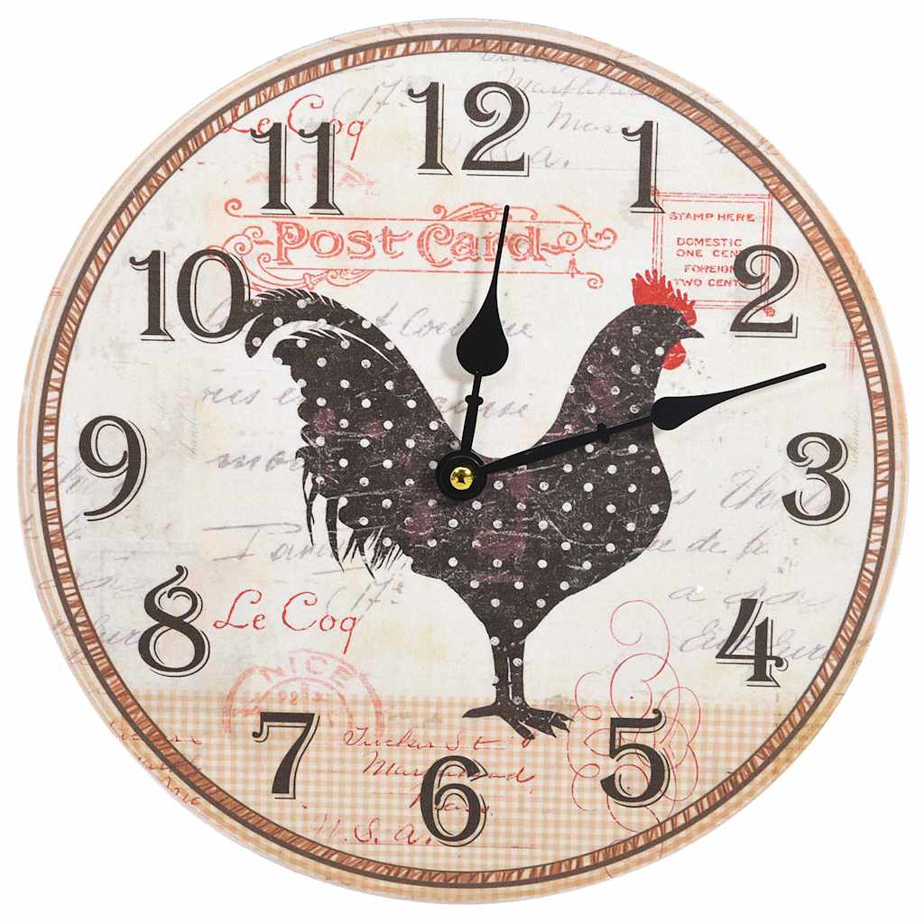 325175  Wall Clock with Chicken Design Multicolour 30 cm MDF