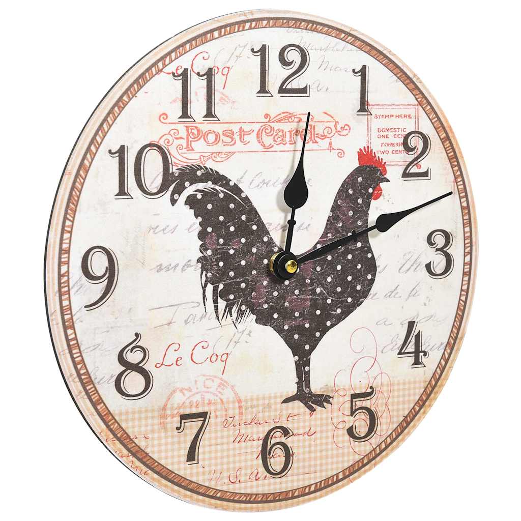 325175  Wall Clock with Chicken Design Multicolour 30 cm MDF