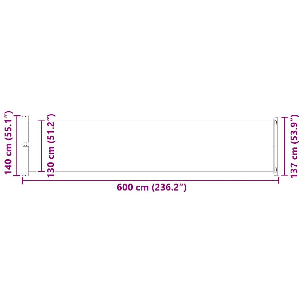 Σκίαστρο Πλαϊνό Συρόμενο Βεράντας Κρεμ 140 x 600 εκ.
