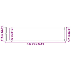 Σκίαστρο Πλαϊνό Συρόμενο Βεράντας Μπλε 140 x 600 εκ.