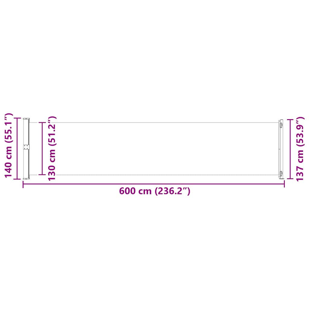 Σκίαστρο Πλαϊνό Συρόμενο Βεράντας Κόκκινο 140 x 600 εκ.