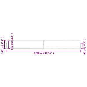 Σκίαστρο Πλαϊνό Συρόμενο Βεράντας Καφέ 140 x 1200 εκ.