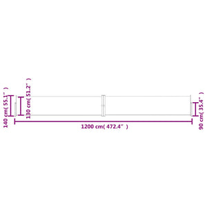 Σκίαστρο Πλαϊνό Συρόμενο Βεράντας Μπλε 140 x 1200 εκ.
