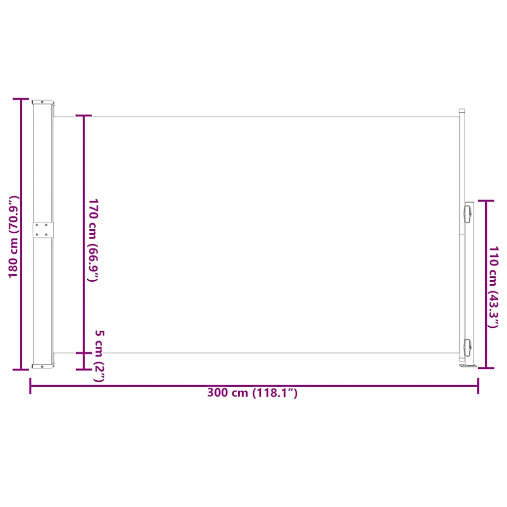 Σκίαστρο Πλαϊνό Συρόμενο Βεράντας Μπλε 180 x 300 εκ.