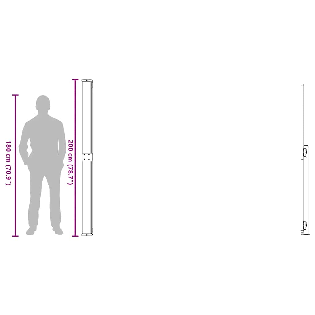 Σκίαστρο Πλαϊνό Συρόμενο Βεράντας Μαύρο 200 x 300 εκ.