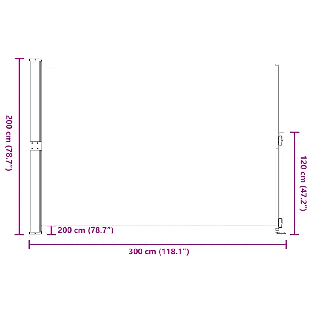 Σκίαστρο Πλαϊνό Συρόμενο Βεράντας Γκρι 200 x 300 εκ.