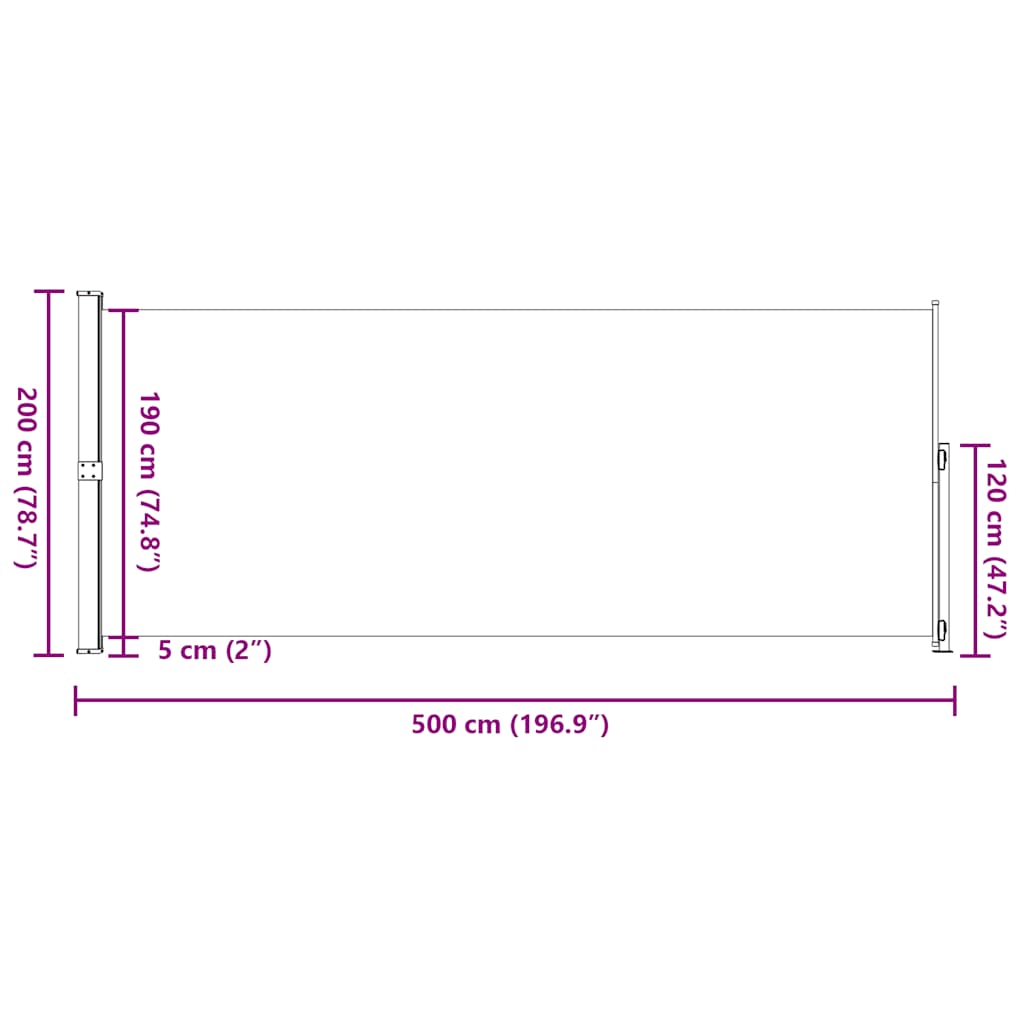 Σκίαστρο Πλαϊνό Συρόμενο Βεράντας Κρεμ 200 x 500 εκ.