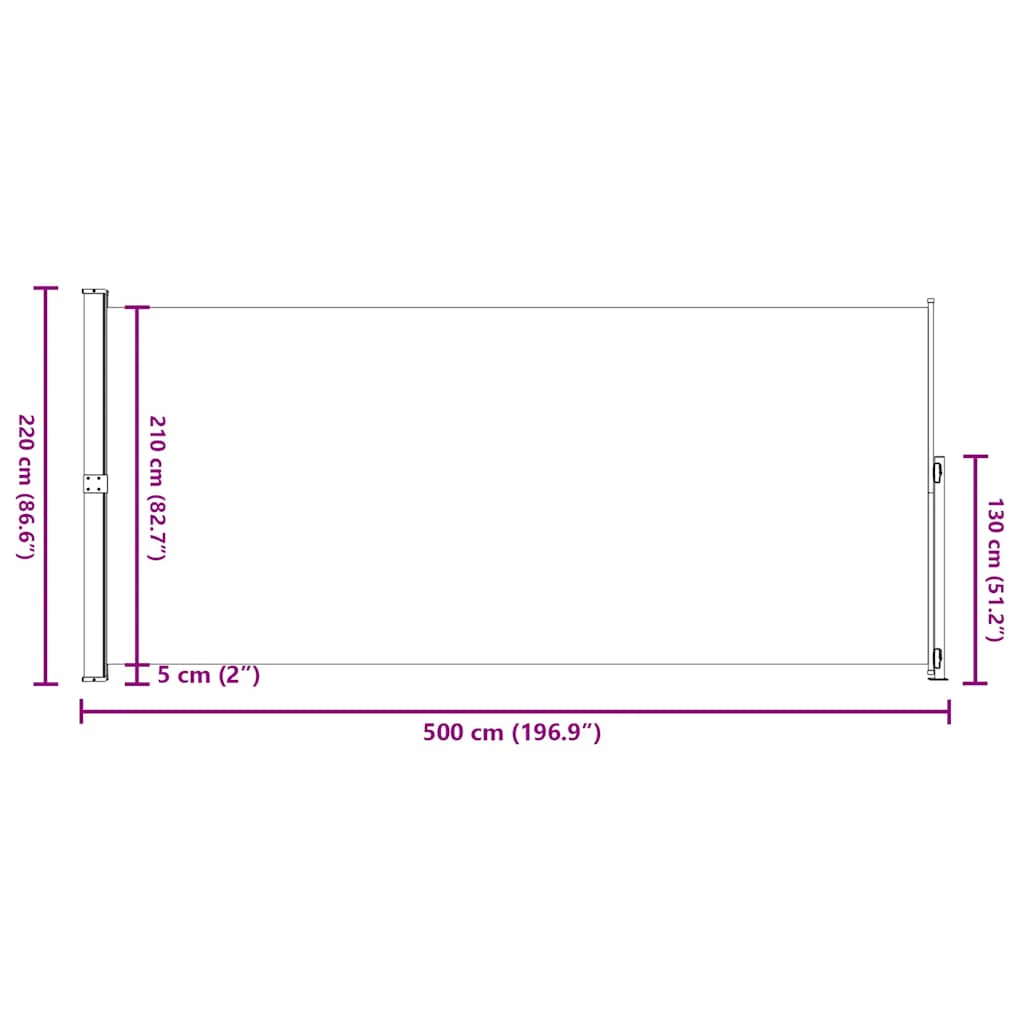 Σκίαστρο Πλαϊνό Συρόμενο Βεράντας Γκρι 220 x 500 εκ.