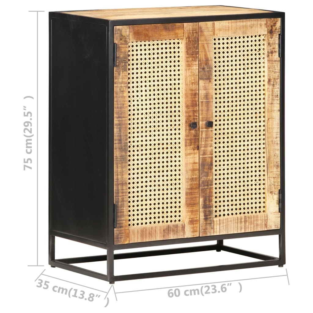 Ντουλάπι 60x35x75 εκ. Ακατέργ. Ξύλο Μάνγκο/Φυσικό Ζαχαροκάλαμο