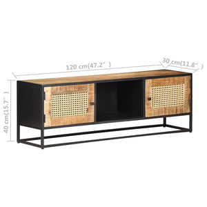 Έπιπλο Τηλεόρασης 120x30x40 εκ. Ξύλο Μάνγκο/Φυσικό Ζαχαροκάλαμο