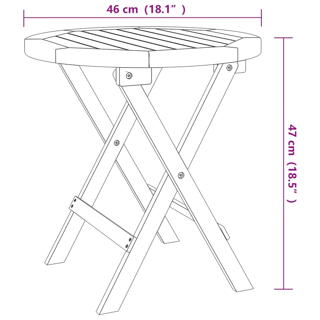 Τραπέζι Bistro Ø46 x 47 εκ. από Μασίφ Ξύλο Ακακίας