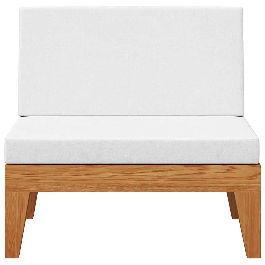 Καναπές Μεσαίος Τμηματικός Μασίφ Ξύλο Ακακίας με Κρεμ Μαξιλάρια