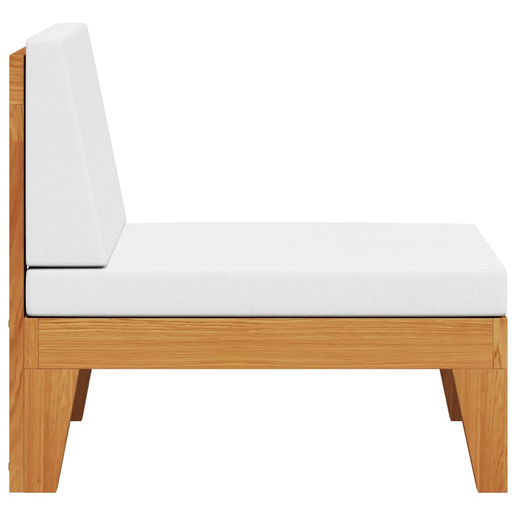 Καναπές Μεσαίος Τμηματικός Μασίφ Ξύλο Ακακίας με Κρεμ Μαξιλάρια