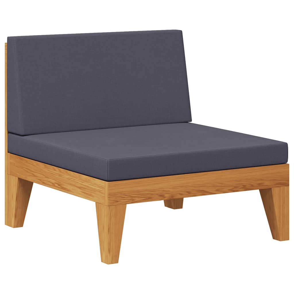 Καναπές Μεσαίος Τμημ. Μασίφ Ξύλο Ακακίας Σκούρα Γκρι Μαξιλάρια