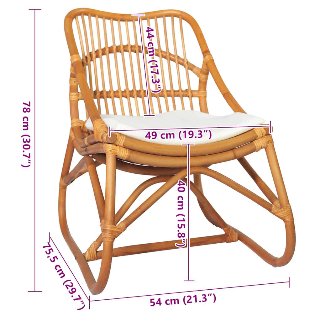 Καρέκλα Ανοιχτό Καφέ από Ρατάν και Λινό Ύφασμα
