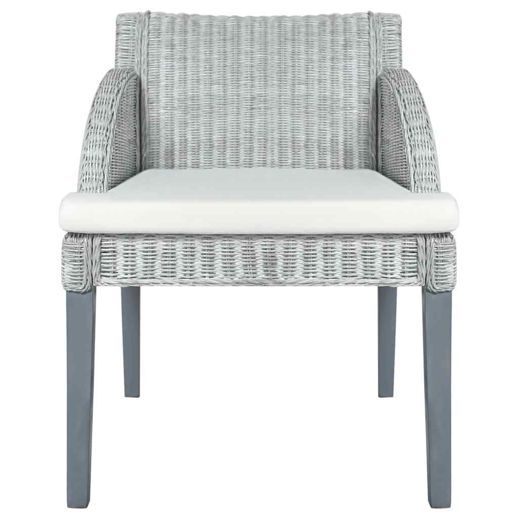 Καρέκλες Τραπεζαρίας 2 τεμ. Γκρι από Φυσικό Ρατάν με Μαξιλάρια