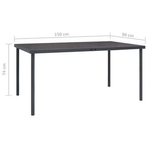 Τραπεζαρία Εξωτερικού Χώρου Ανθρακί 150 x 90 x 74 εκ. Ατσάλινη