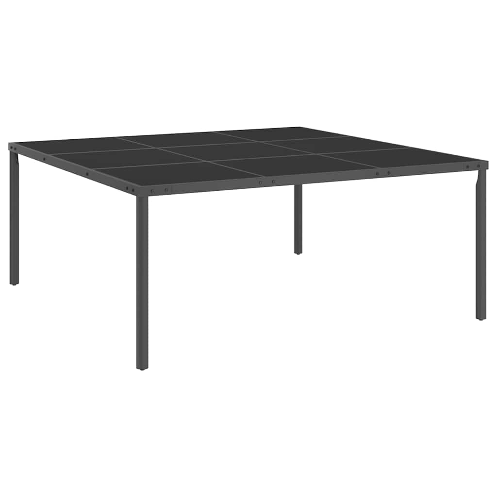 Τραπεζαρία Εξωτερικού Χώρου Ανθρακί 170x170x72 εκ. Γυαλί/Ατσάλι