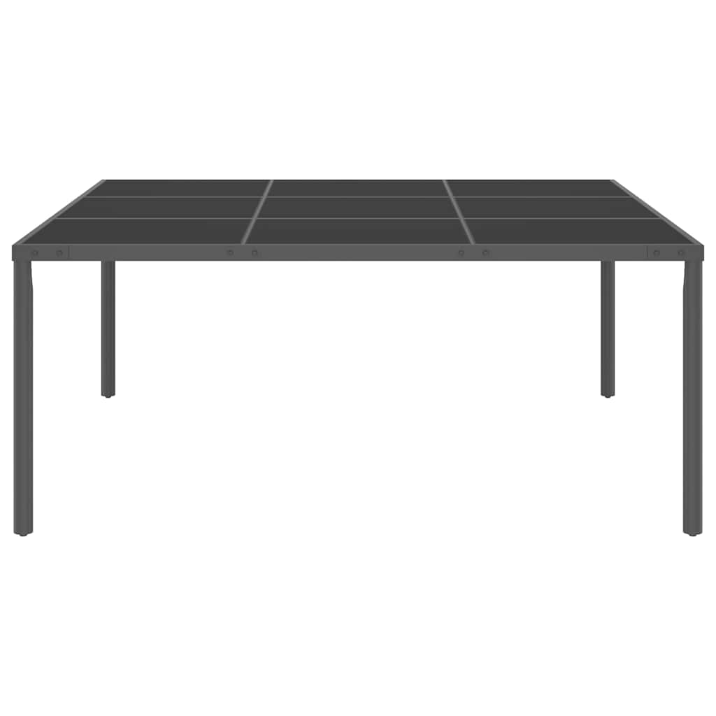 Τραπεζαρία Εξωτερικού Χώρου Ανθρακί 170x170x72 εκ. Γυαλί/Ατσάλι
