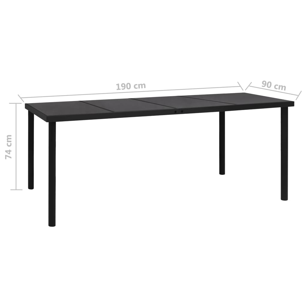 Τραπέζι Κήπου Μαύρο 190 x 90 x 74 εκ. Ατσάλινο - Pakobazaar