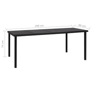 Τραπέζι Κήπου Μαύρο 190 x 90 x 74 εκ. Ατσάλινο - Pakobazaar