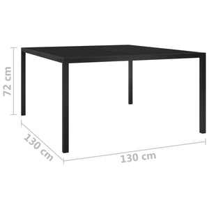 Τραπέζι Κήπου Μαύρο 130 x 130 x 72 εκ. από Ατσάλι και Γυαλί