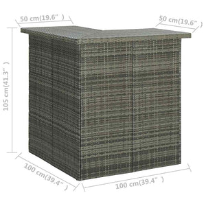 Τραπέζι Μπαρ Γωνιακό Γκρι 100 x 50 x 105 εκ. Συνθετικό Ρατάν