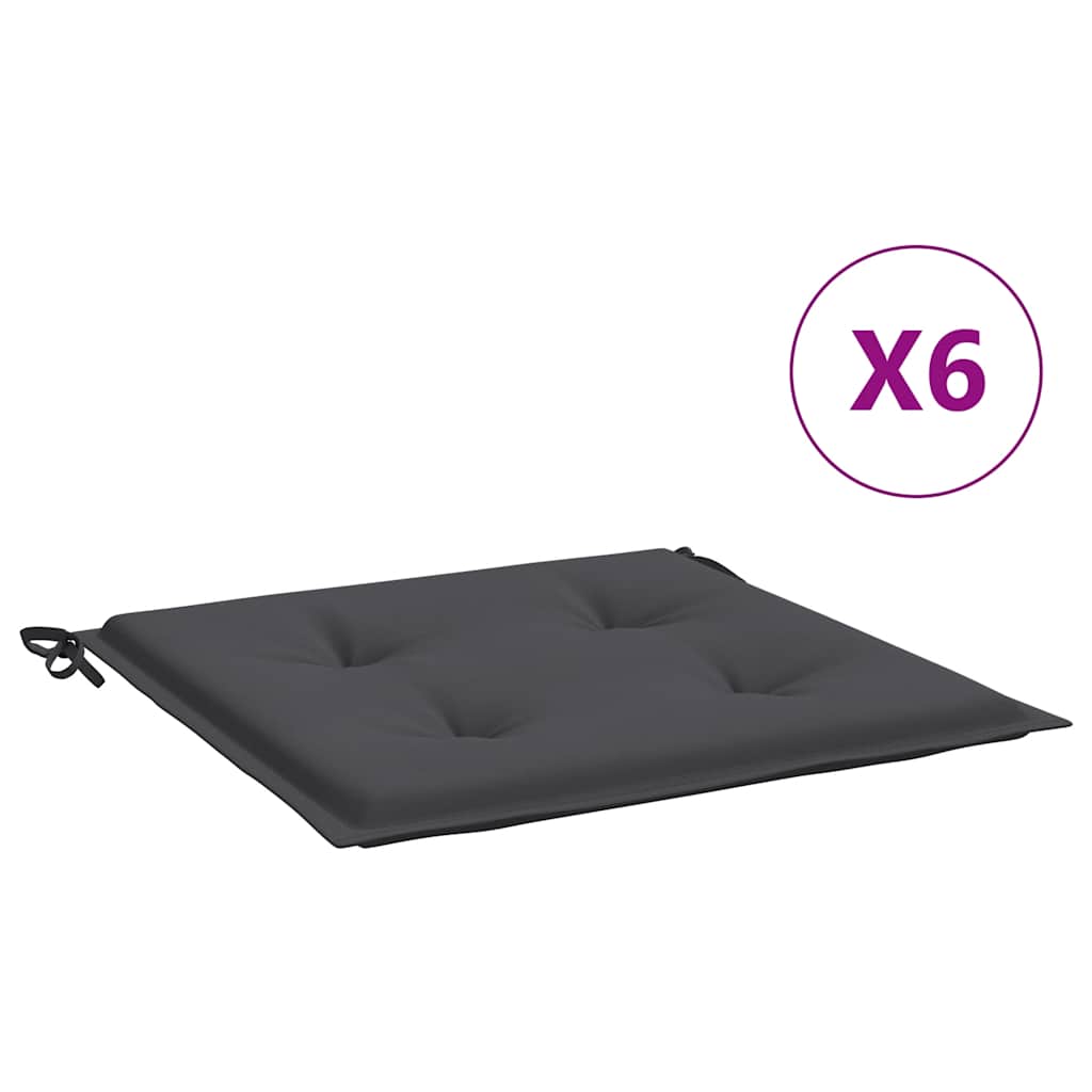 Μαξιλάρια Καρέκλας Κήπου 6 τεμ. Ανθρακί 40x40x4 εκ. Υφασμάτινα