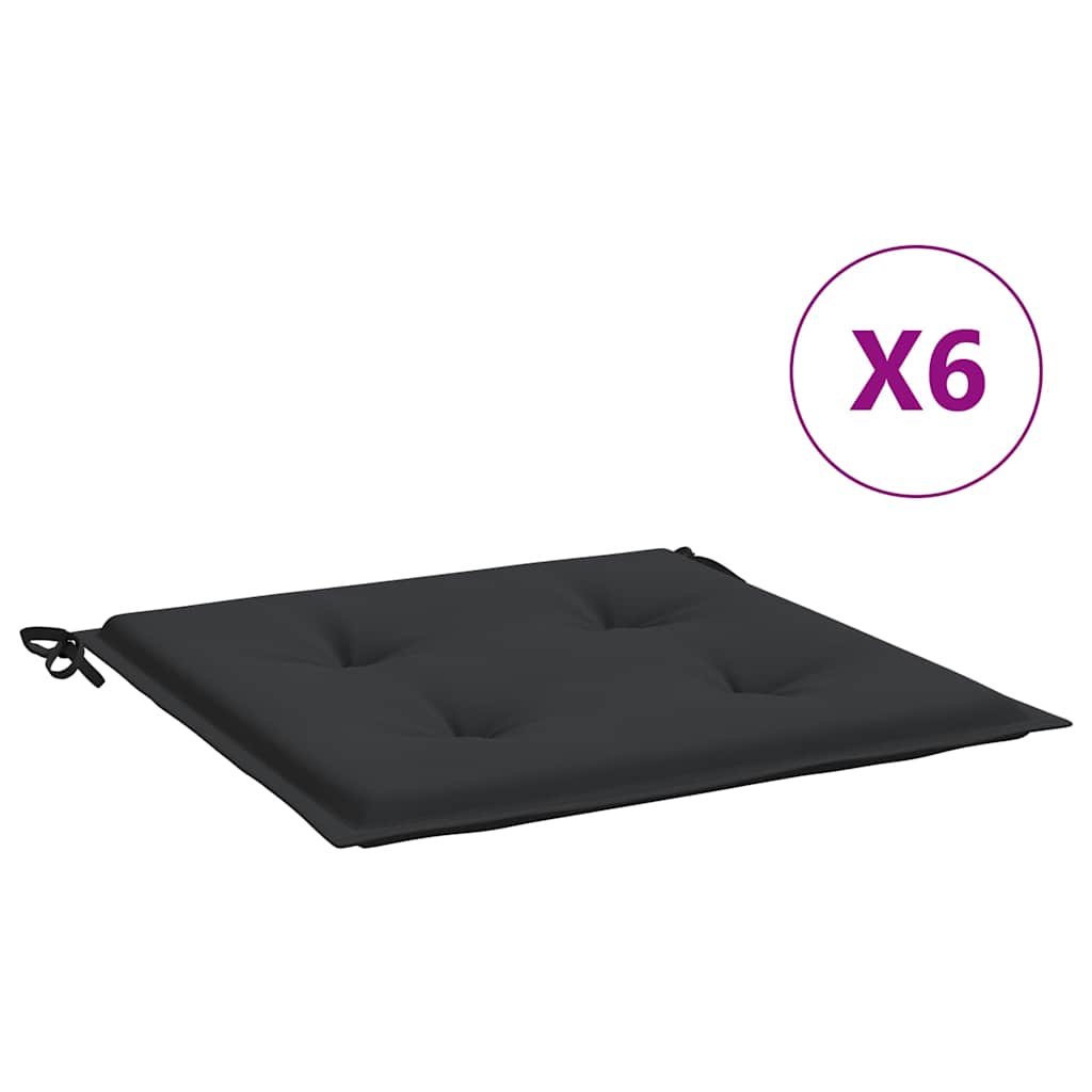 Μαξιλάρια Καρέκλας Κήπου 6 τεμ. Μαύρα 40x40x4 εκ. Υφασμάτινα - Pakobazaar