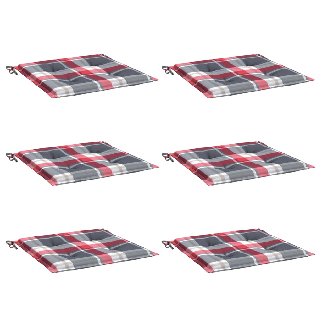 Μαξιλάρια Καρέκλας 6τεμ Κόκκινο Καρό 40x40x4εκ. Ύφασμα Oxford - Pakobazaar