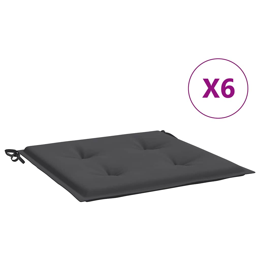 Μαξιλάρια Καρέκλας Κήπου 6τεμ Ανθρακί 50x50x4 εκ. Oxford Ύφασμα