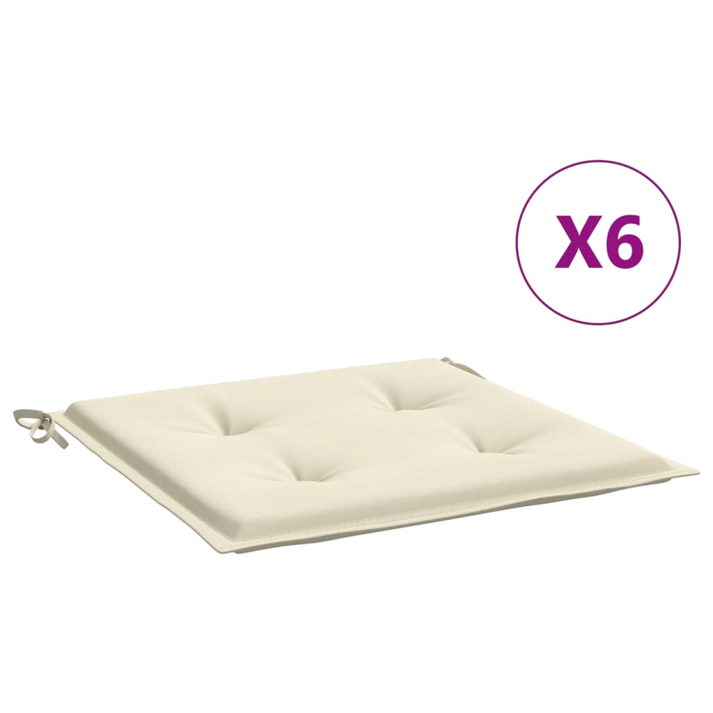 Μαξιλάρια Καρέκλας Κήπου 6 τεμ. Κρεμ 50x50x2 εκ. Ύφασμα Oxford