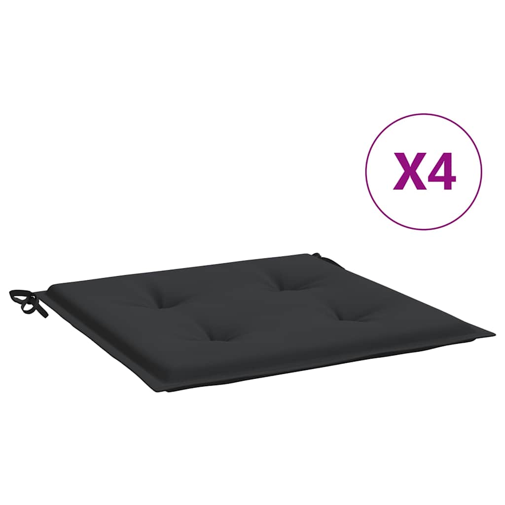 Μαξιλάρια Καρέκλας Κήπου 4 τεμ. Μαύρα 50x50x4 εκ. Oxford Ύφασμα