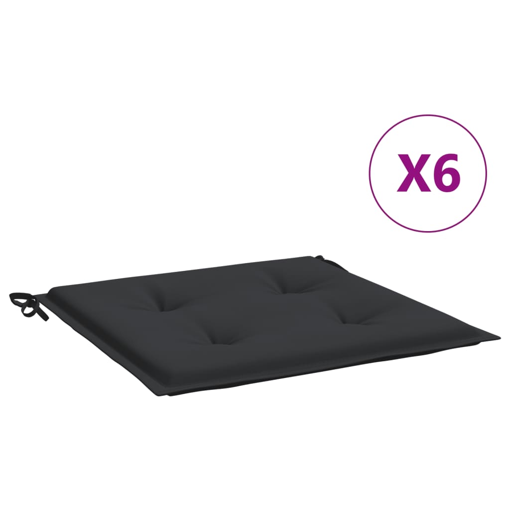Μαξιλάρια Καρέκλας Κήπου 6 τεμ. Μαύρα 50x50x4 εκ. Oxford Ύφασμα