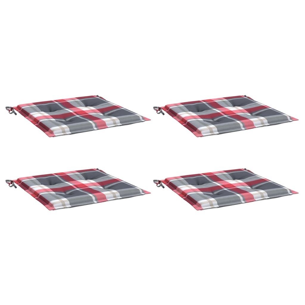 Μαξιλάρια Καρέκλας 4 τεμ Κόκκινο Καρό 50x50x4 εκ. Ύφασμα Oxford