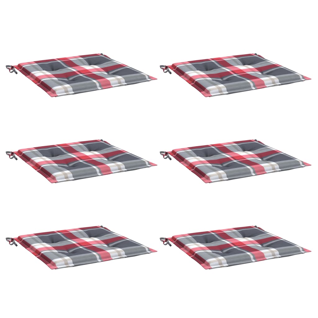 Μαξιλάρια Καρέκλας 6τεμ Κόκκινο Καρό 50x50x4εκ. Ύφασμα Oxford