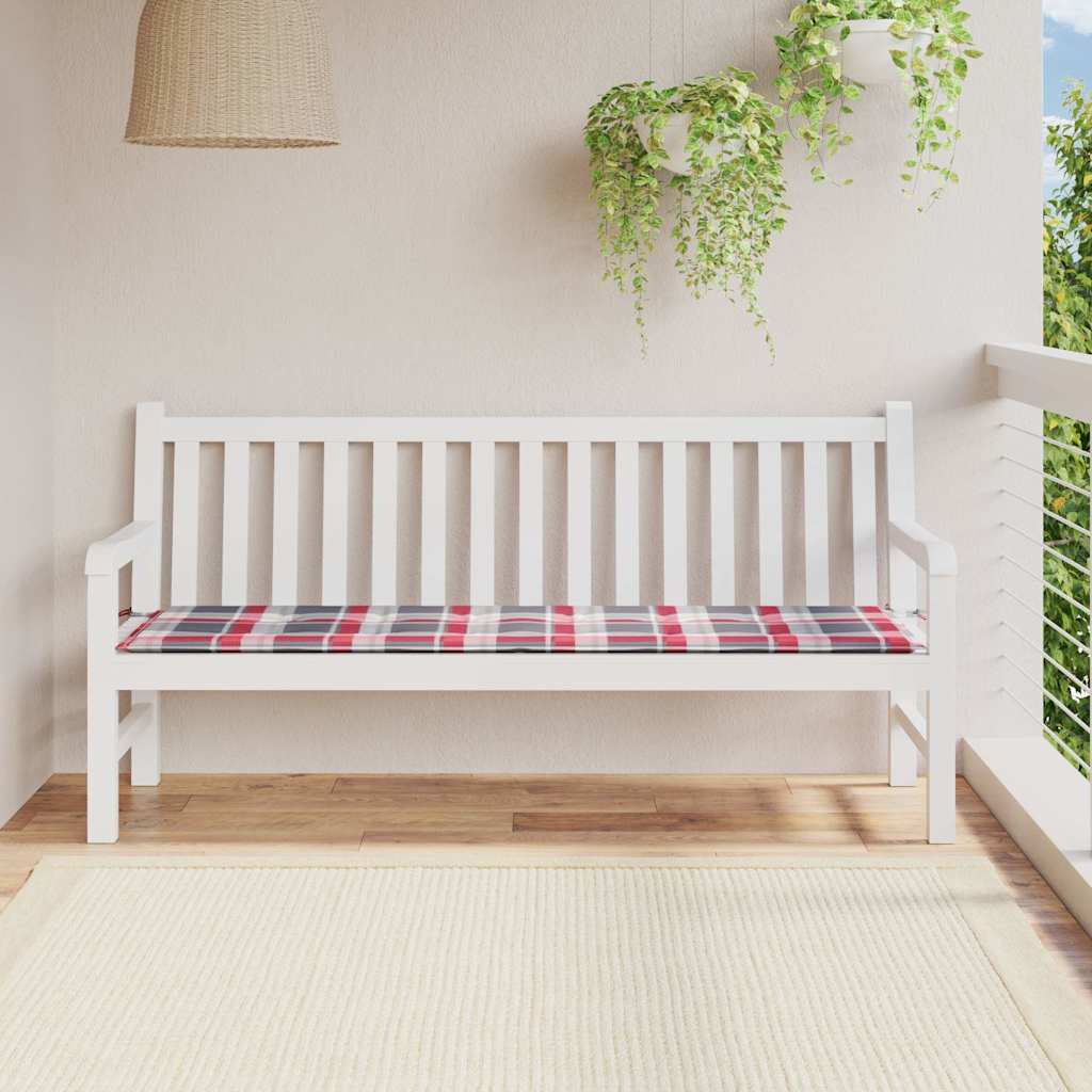Μαξιλάρι για Παγκάκι Κήπου Κόκκινο Καρό 180x50x3 εκ. Υφασμάτινο