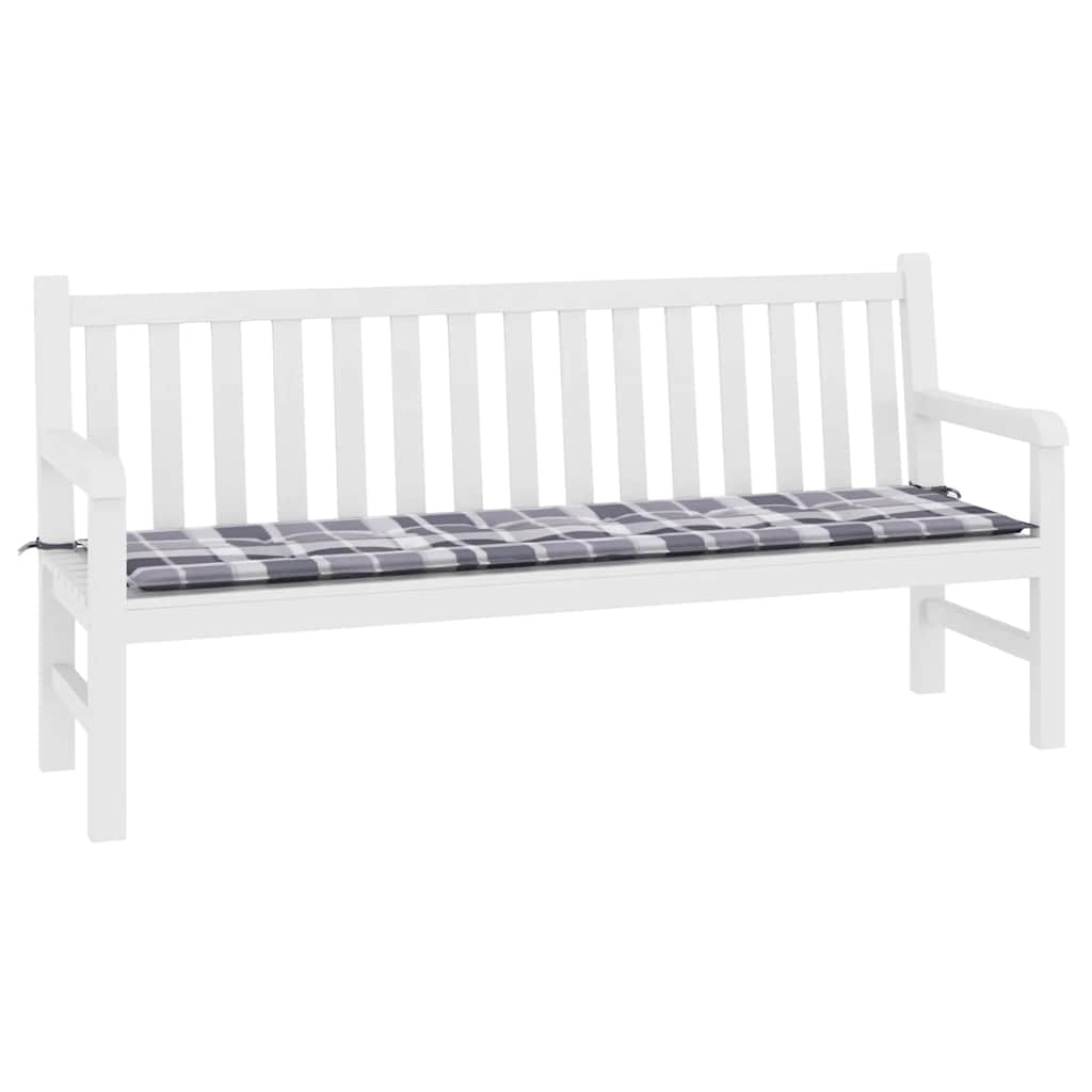 Μαξιλάρι για Παγκάκι Κήπου Γκρι Καρό 180x50x4 εκ. Υφασμάτινο