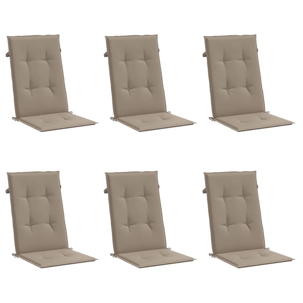 Μαξιλάρια Καρέκλας Κήπου με Πλάτη 6 τεμ. Taupe 120x50x3 εκ.