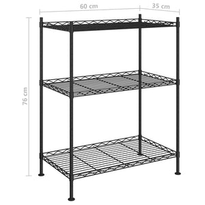 Ραφιέρα Αποθήκευσης 3 Επιπέδων Μαύρη 60 x 35 x 76 εκ. 150 κιλά