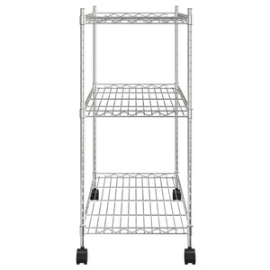 Ραφιέρα 3 Επιπέδων με Τροχούς Χρωμέ 60x35x81 εκ. 150 κ. - Pakobazaar