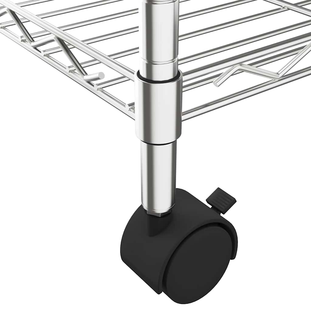 Ραφιέρα 3 Επιπέδων με Τροχούς Χρωμέ 60x35x81 εκ. 150 κ. - Pakobazaar