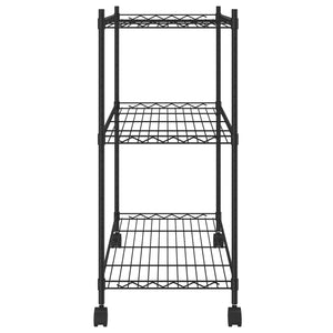 Ραφιέρα 3 Επιπέδων με Τροχούς Μαύρη 60x35x81 εκ. 150 κ. - Pakobazaar