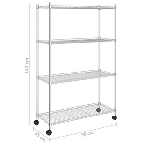 Ραφιέρα 4 Επιπέδων με Τροχούς Χρωμέ 90x35x142 εκ. 200 κ.